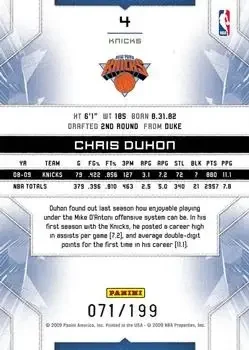 Back of Chris Duhon