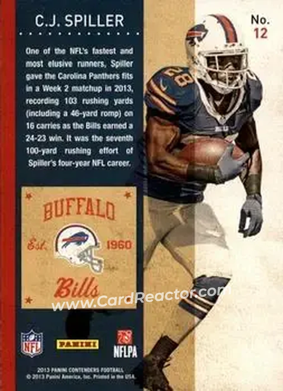 2013 Panini Contenders #12 - C.J. Spiller - Buffalo Bills - Back