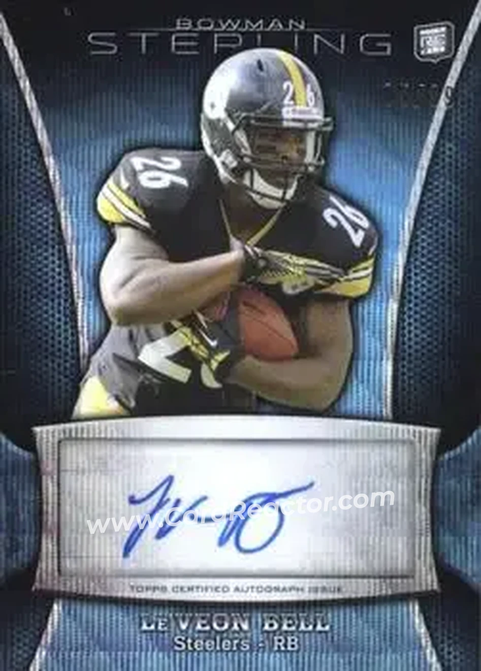 2013 Bowman Sterling - Autographs Blue Refractors #BSA-LB - Le'Veon Bell - Pittsburgh Steelers - Front 2013 Bowman Sterling - Autographs Blue Refractors #BSA-LB - Le'Veon Bell - Pittsburgh Steelers - Front