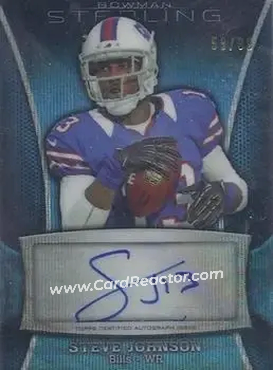 2013 Bowman Sterling - Autographs Blue Refractors #BSA-SJ - Steve Johnson - Buffalo Bills - Front 2013 Bowman Sterling - Autographs Blue Refractors #BSA-SJ - Steve Johnson - Buffalo Bills - Front