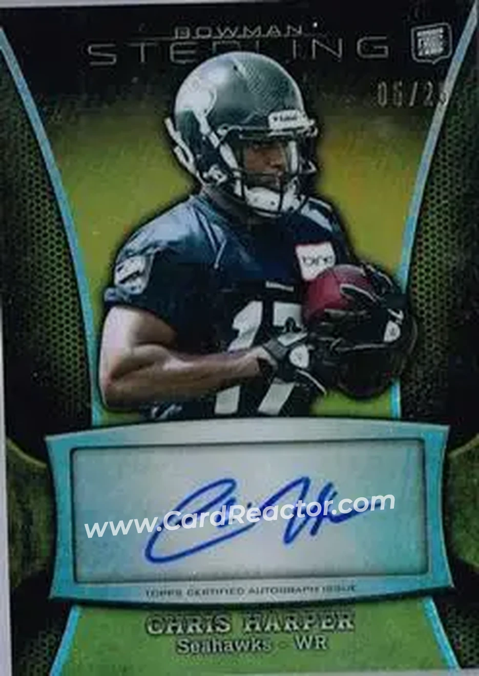 2013 Bowman Sterling - Autographs Gold Refractors #BSA-CHA - Chris Harper - Seattle Seahawks - Front 2013 Bowman Sterling - Autographs Gold Refractors #BSA-CHA - Chris Harper - Seattle Seahawks - Front