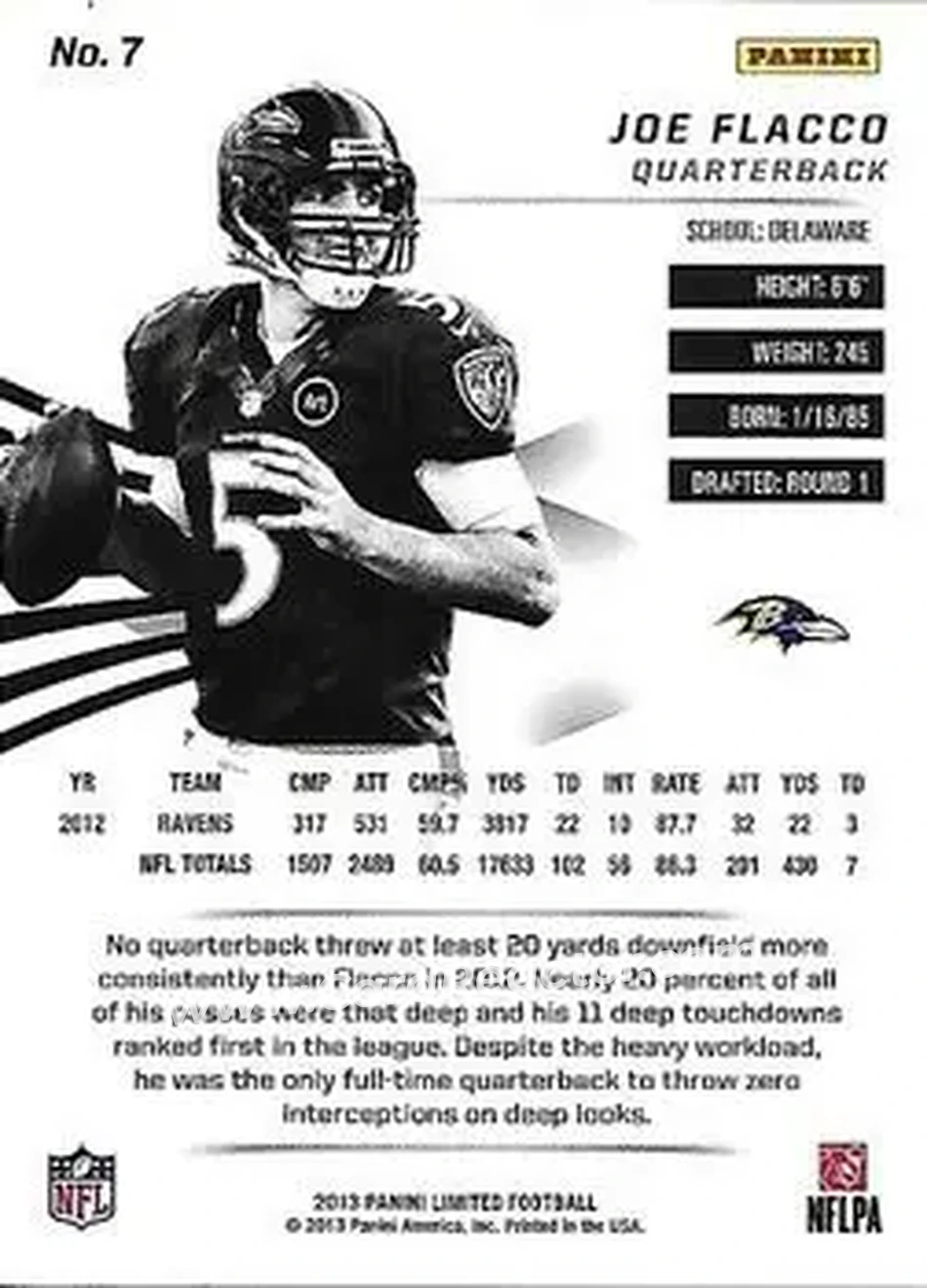 2013 Panini Limited #7 - Joe Flacco - Baltimore Ravens - Back