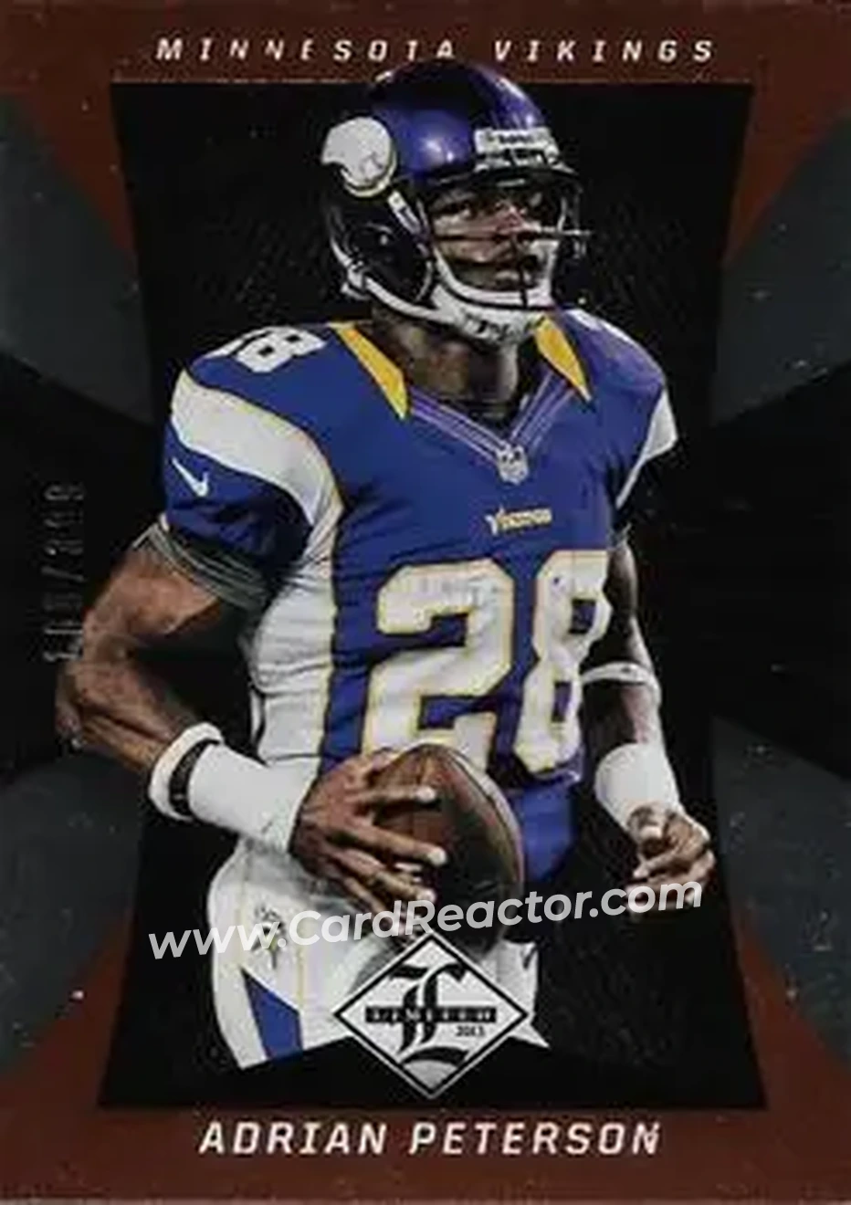 2013 Panini Limited #58 - Adrian Peterson - Minnesota Vikings - Front 2013 Panini Limited #58 - Adrian Peterson - Minnesota Vikings - Front