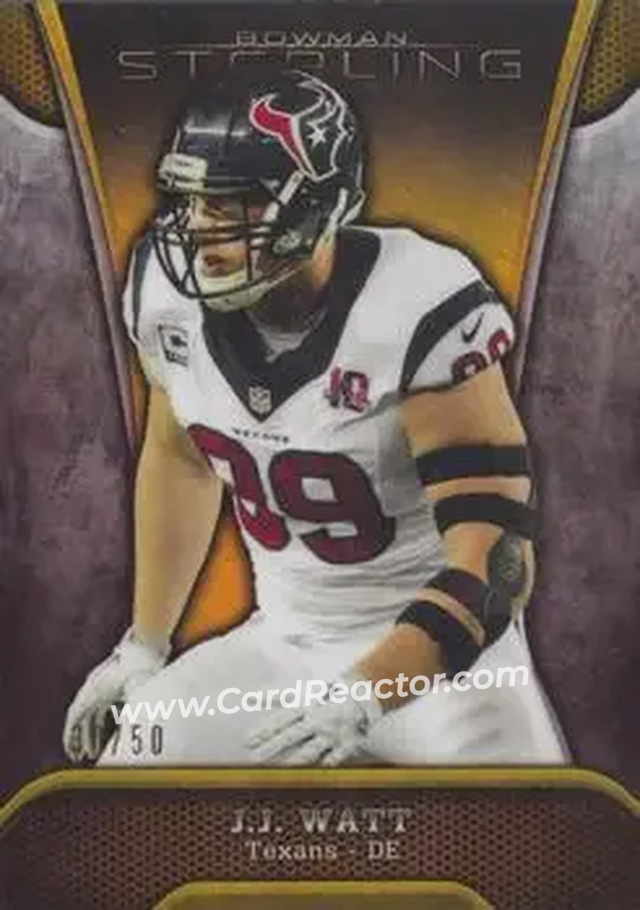 2013 Bowman Sterling - Gold Refractors #32 - J.J. Watt - Houston Texans - Front