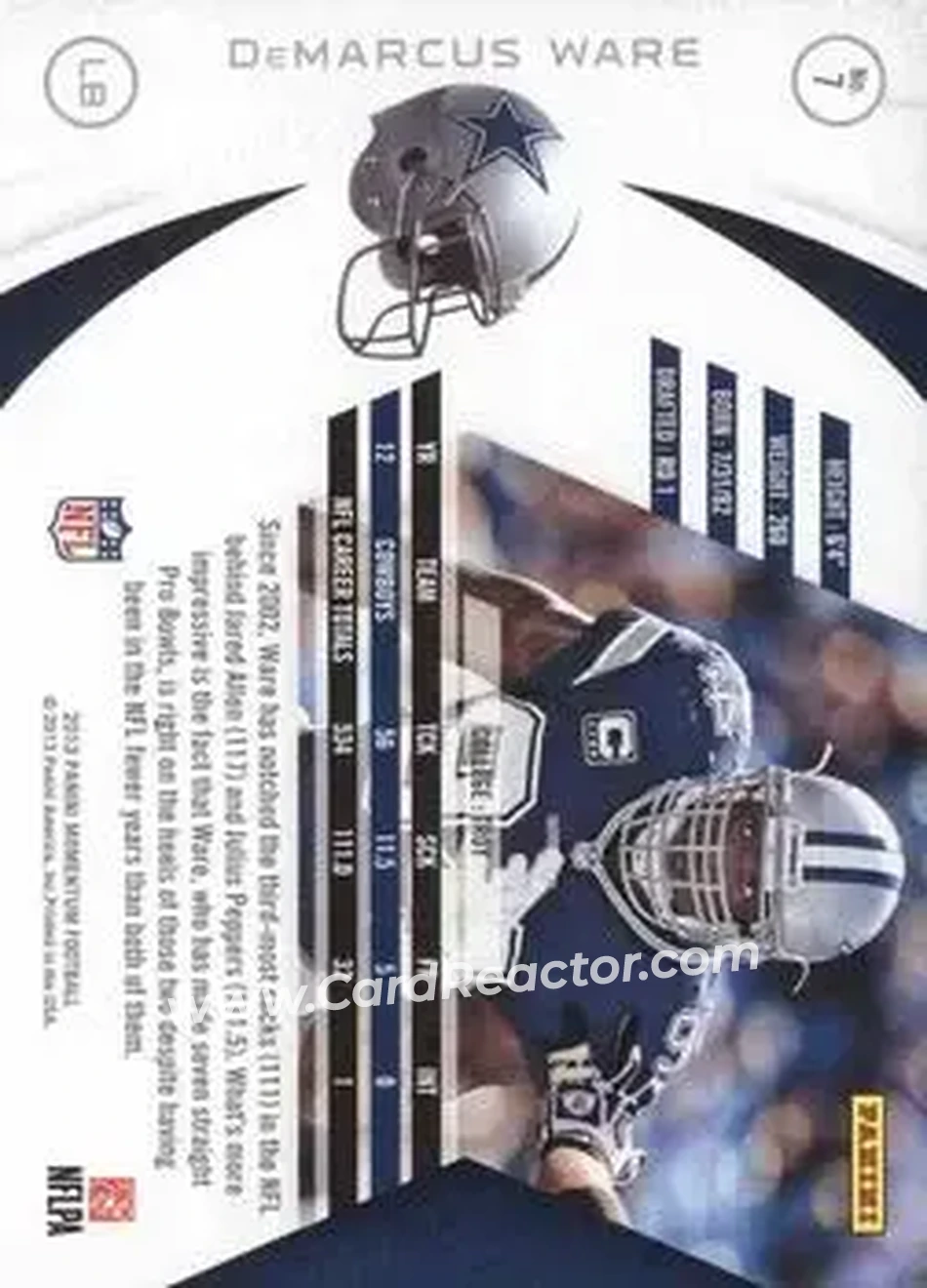 2013 Panini Momentum #7 - DeMarcus Ware - Dallas Cowboys - Back