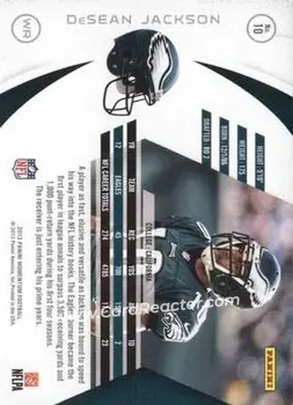 2013 Panini Momentum #10 - DeSean Jackson - Philadelphia Eagles - Back