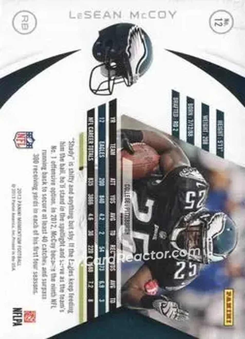 2013 Panini Momentum #12 - LeSean McCoy - Philadelphia Eagles - Back