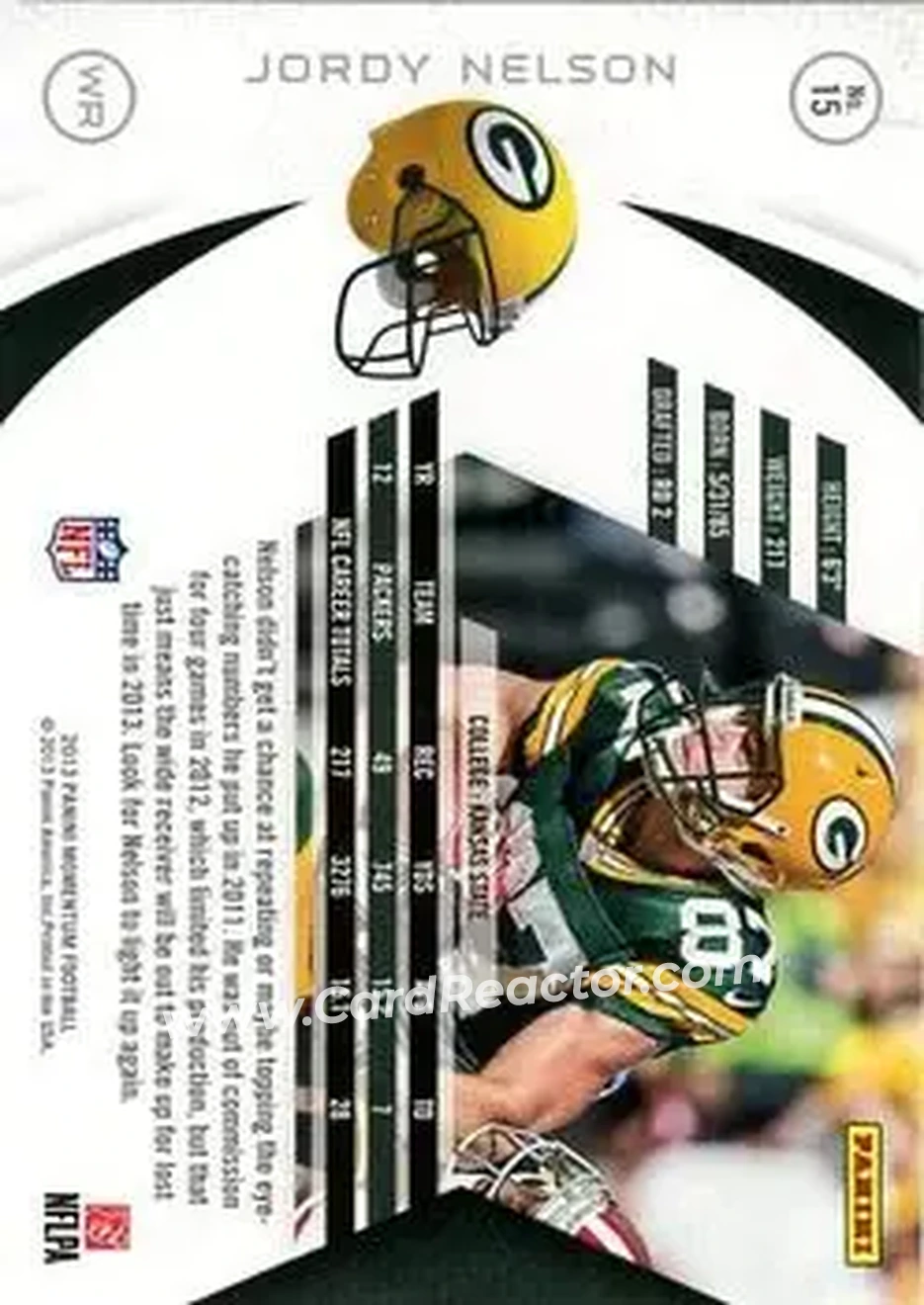 2013 Panini Momentum #15 - Jordy Nelson - Green Bay Packers - Back