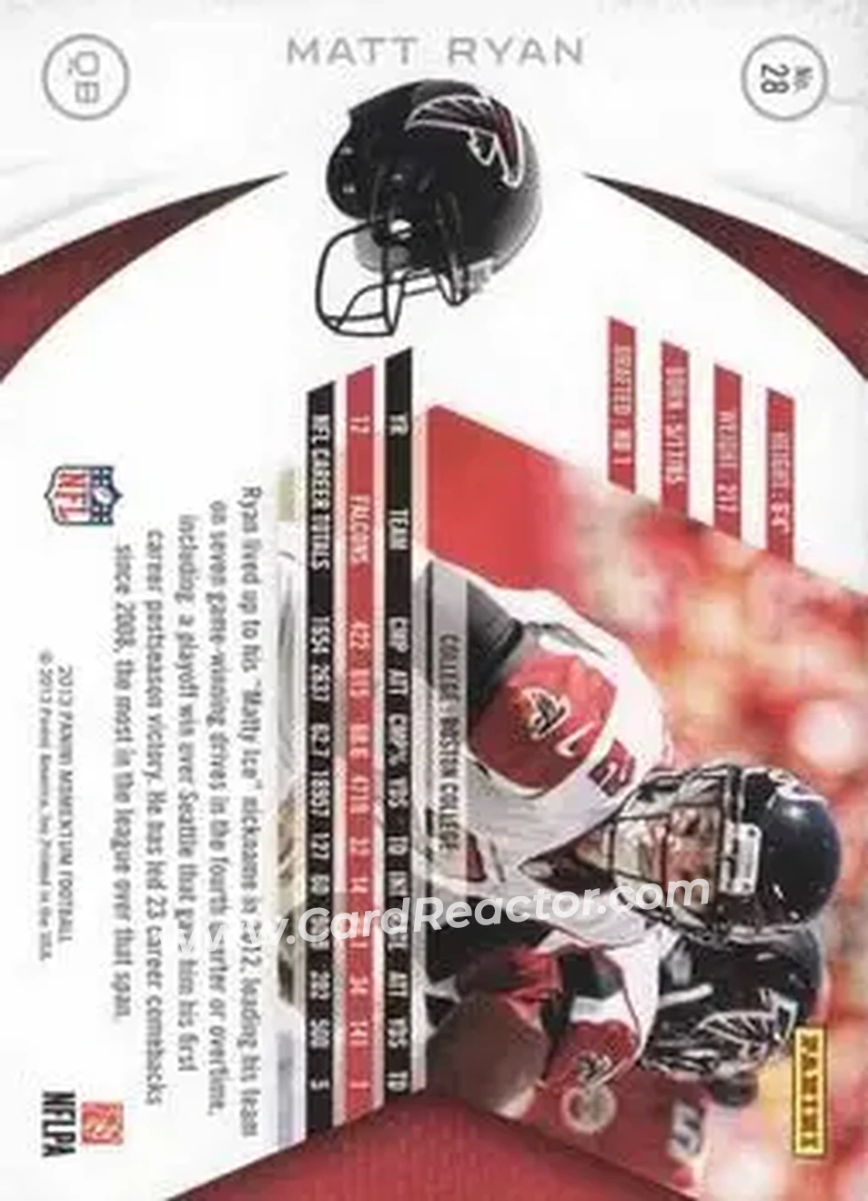 2013 Panini Momentum #28 - Matt Ryan - Atlanta Falcons - Back 2013 Panini Momentum #28 - Matt Ryan - Atlanta Falcons - Back