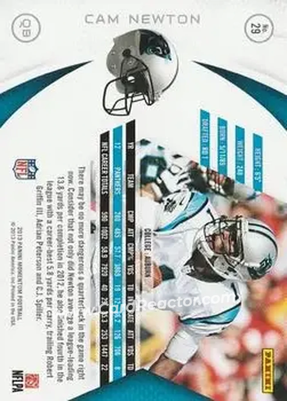 2013 Panini Momentum #29 - Cam Newton - Carolina Panthers - Back 2013 Panini Momentum #29 - Cam Newton - Carolina Panthers - Back