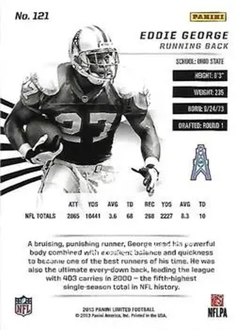 2013 Panini Limited #121 - Eddie George - Houston Oilers - Back