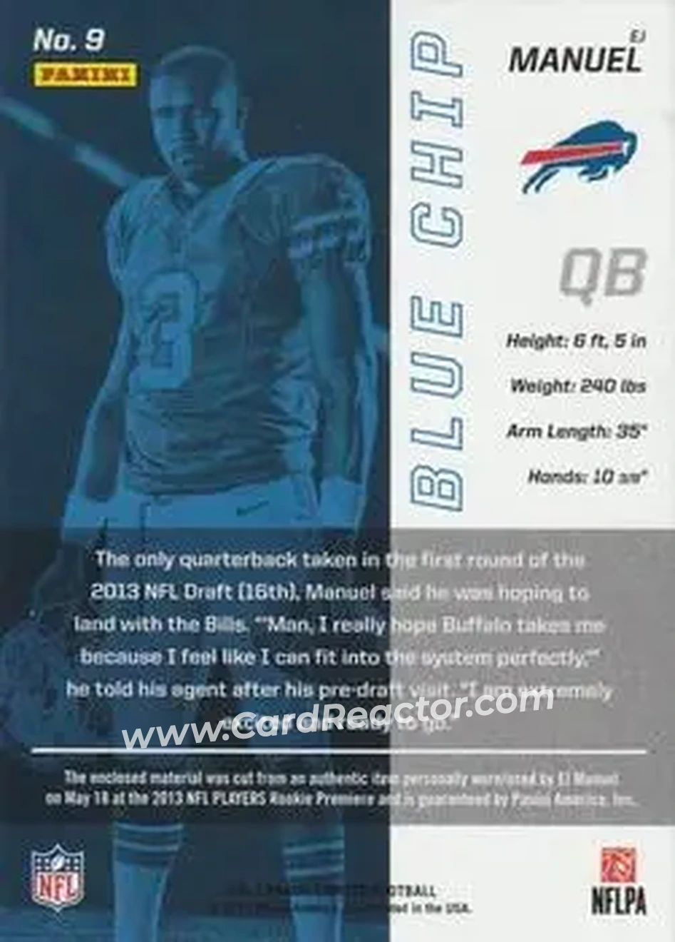 2013 Panini Limited - Blue Chip Jerseys #9 - EJ Manuel - Buffalo Bills - Back 2013 Panini Limited - Blue Chip Jerseys #9 - EJ Manuel - Buffalo Bills - Back