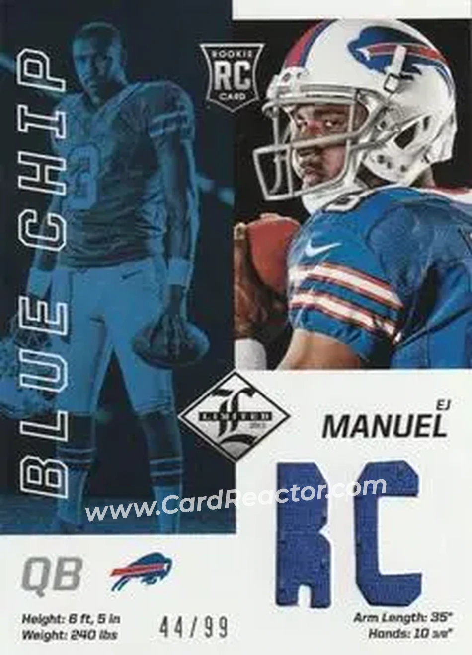 2013 Panini Limited - Blue Chip Jerseys #9 - EJ Manuel - Buffalo Bills - Front 2013 Panini Limited - Blue Chip Jerseys #9 - EJ Manuel - Buffalo Bills - Front