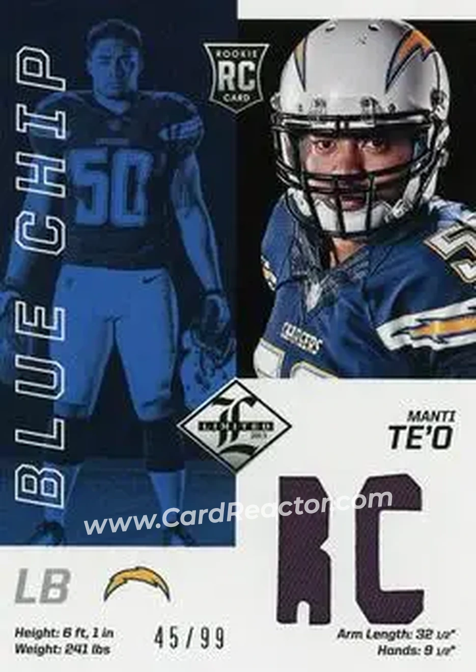 2013 Panini Limited - Blue Chip Jerseys #22 - Manti Te'o - San Diego Chargers - Front