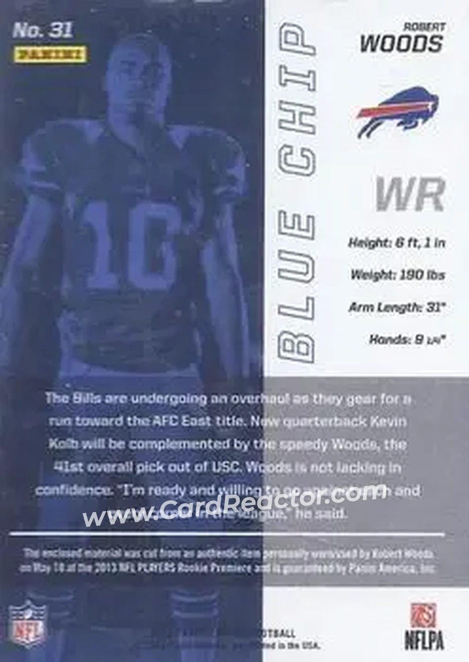 2013 Panini Limited - Blue Chip Jerseys #31 - Robert Woods - Buffalo Bills - Back