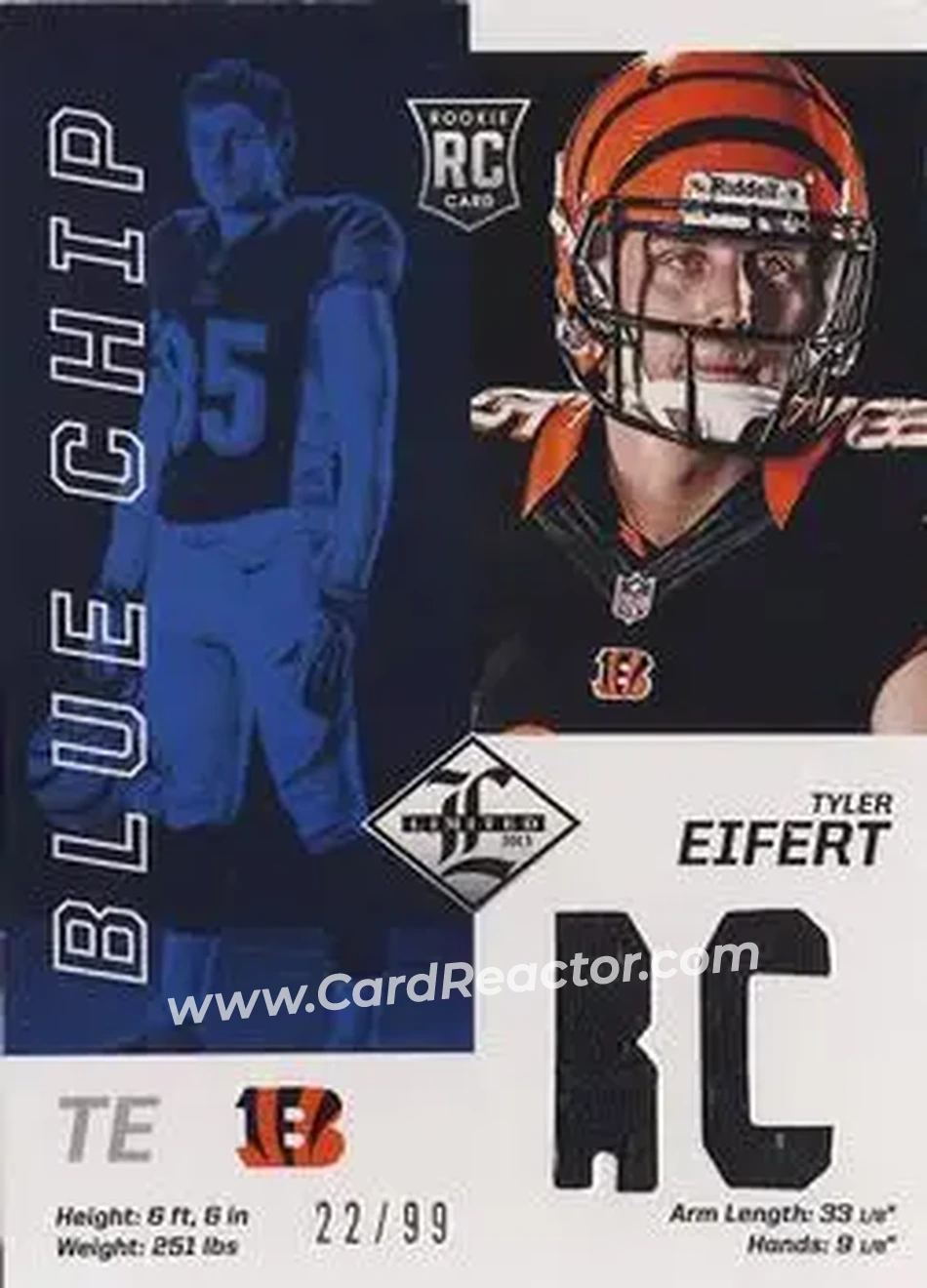 2013 Panini Limited - Blue Chip Jerseys #37 - Tyler Eifert - Cincinnati Bengals - Front 2013 Panini Limited - Blue Chip Jerseys #37 - Tyler Eifert - Cincinnati Bengals - Front