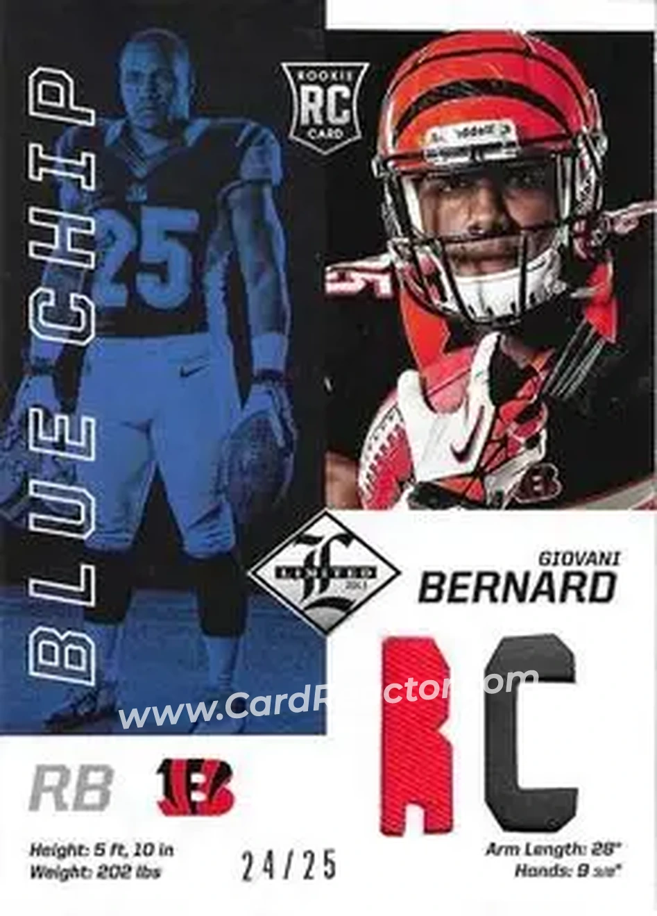 2013 Panini Limited - Blue Chip Jerseys Prime #12 - Giovani Bernard - Cincinnati Bengals - Front 2013 Panini Limited - Blue Chip Jerseys Prime #12 - Giovani Bernard - Cincinnati Bengals - Front