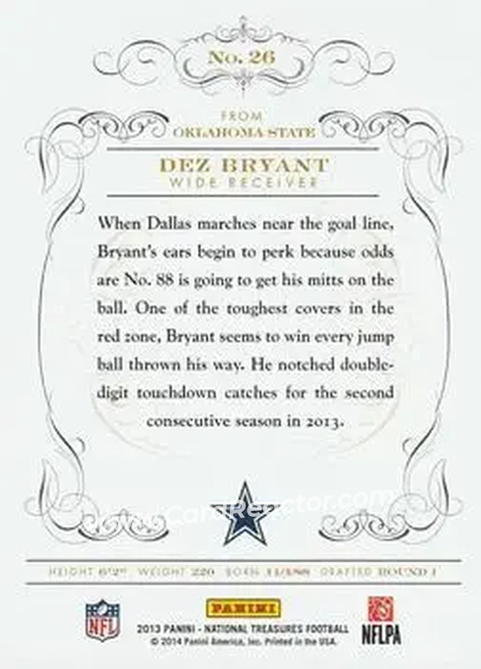2013 Panini National Treasures #26 - Dez Bryant - Dallas Cowboys - Back