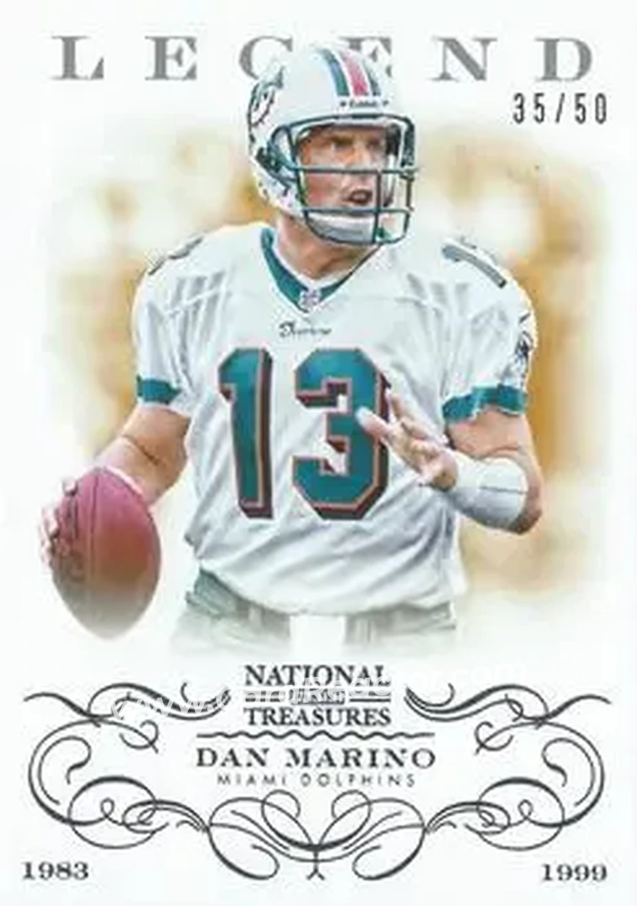 2013 Panini National Treasures #115 - Dan Marino - Miami Dolphins - Front