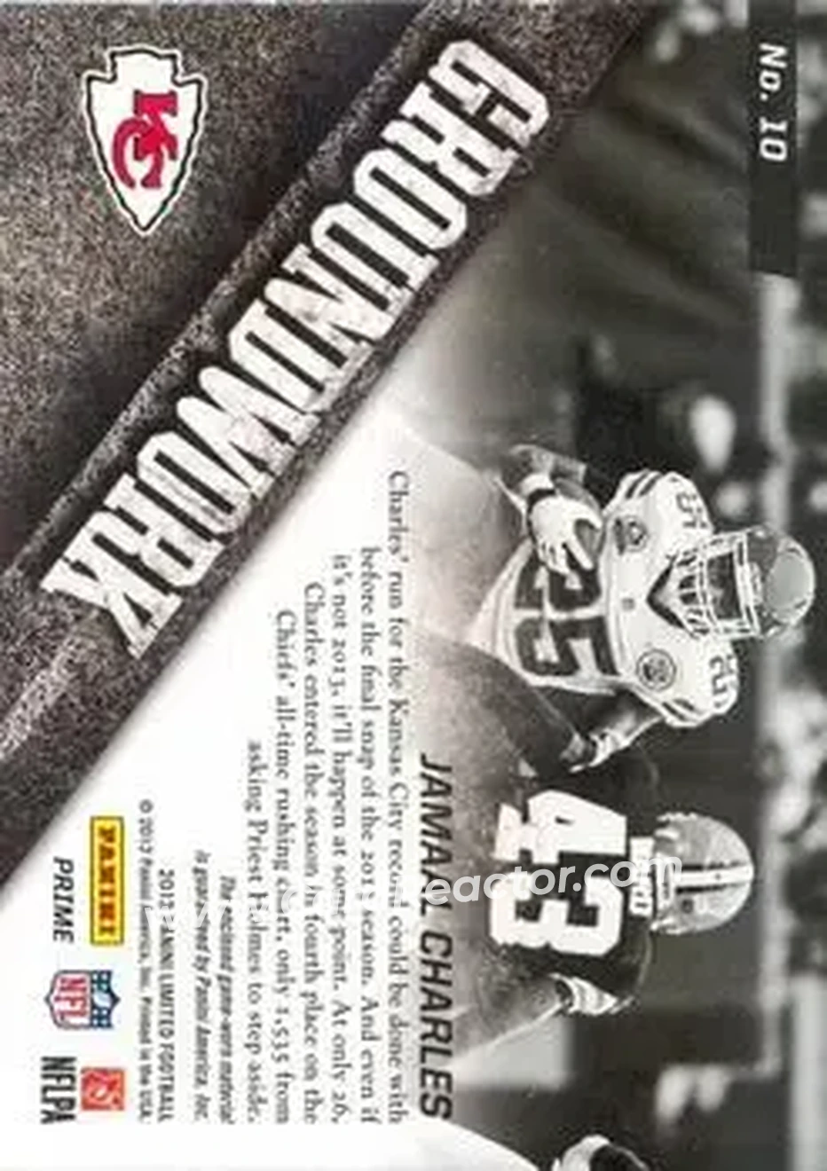 2013 Panini Limited - Groundwork Materials Prime #10 - Jamaal Charles - Kansas City Chiefs - Back