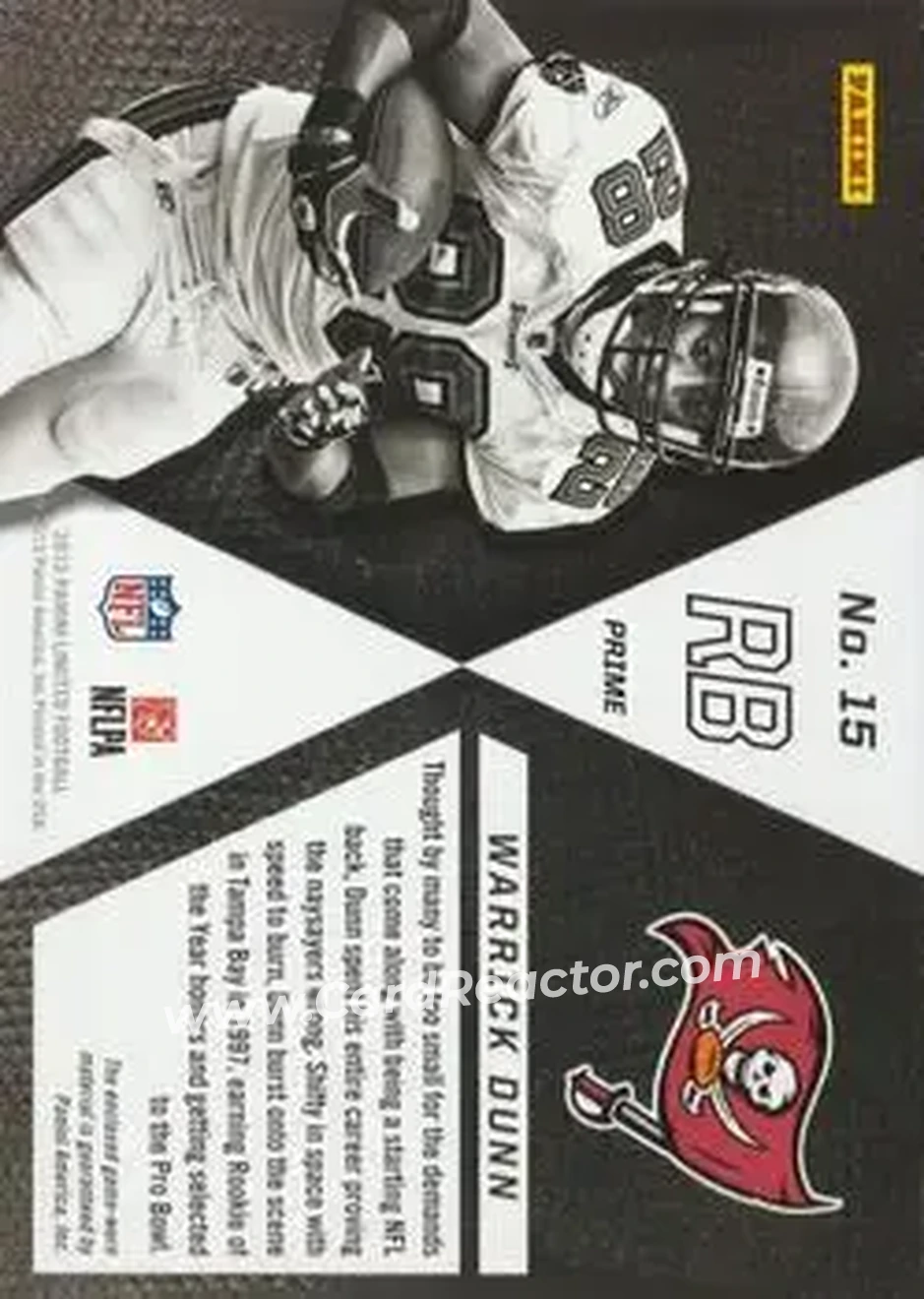 2013 Panini Limited - Jumbo Jerseys Prime #15 - Warrick Dunn - Tampa Bay Buccaneers - Back 2013 Panini Limited - Jumbo Jerseys Prime #15 - Warrick Dunn - Tampa Bay Buccaneers - Back