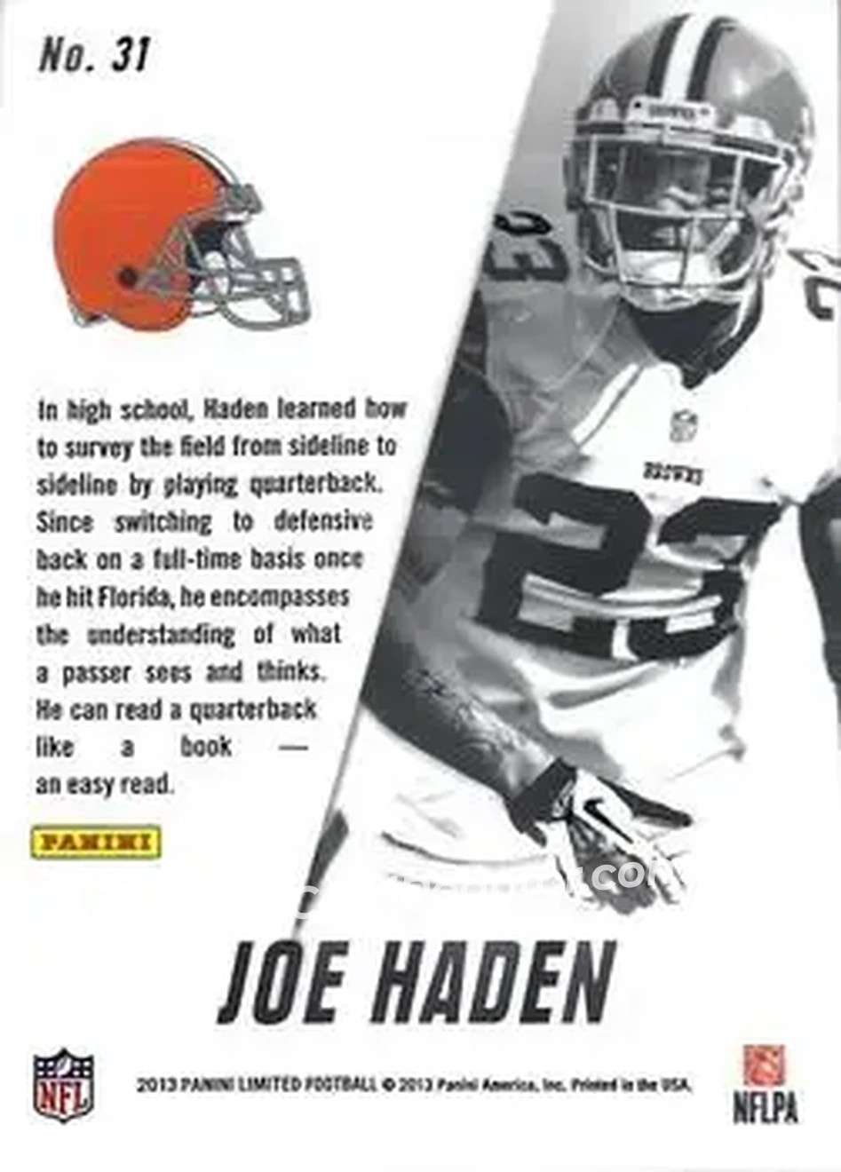 2013 Panini Limited - Field Vision #31 - Joe Haden - Cleveland Browns - Back