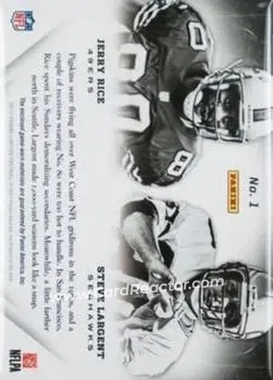 2013 Panini Limited - Matching Numbers #1 - Jerry Rice - Steve Largent MEM, SN49 - San Francisco 49ers - Seattle Seahawks - Back 2013 Panini Limited - Matching Numbers #1 - Jerry Rice - Steve Largent MEM, SN49 - San Francisco 49ers - Seattle Seahawks - Back