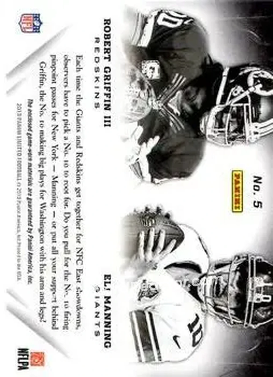 2013 Panini Limited - Matching Positions #5 - Eli Manning - Robert Griffin III MEM, SN49 - New York Giants - Washington Redskins - Back