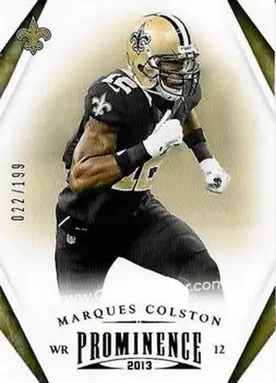 2013 Panini Prominence - Gold #62 - Marques Colston - New Orleans Saints - Front 2013 Panini Prominence - Gold #62 - Marques Colston - New Orleans Saints - Front