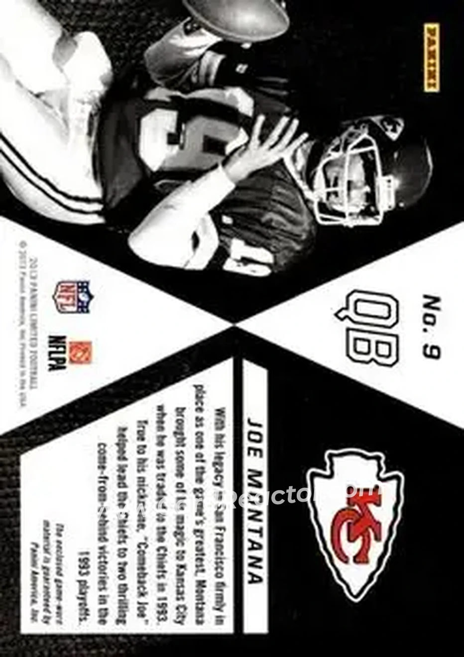 2013 Panini Limited - Jumbo Jerseys #9 - Joe Montana - Kansas City Chiefs - Back 2013 Panini Limited - Jumbo Jerseys #9 - Joe Montana - Kansas City Chiefs - Back