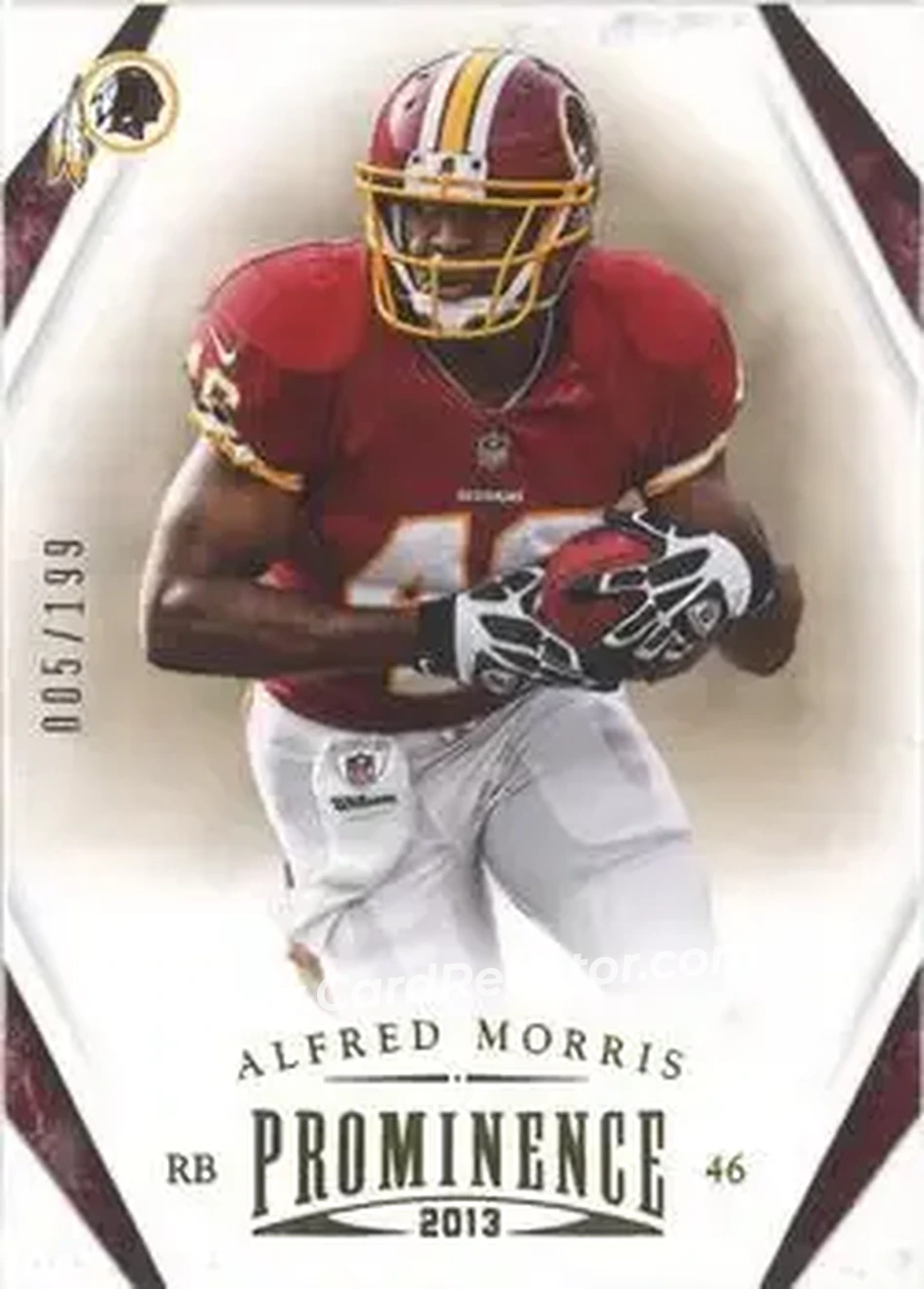 2013 Panini Prominence - Gold #100 - Alfred Morris - Washington Redskins - Front 2013 Panini Prominence - Gold #100 - Alfred Morris - Washington Redskins - Front