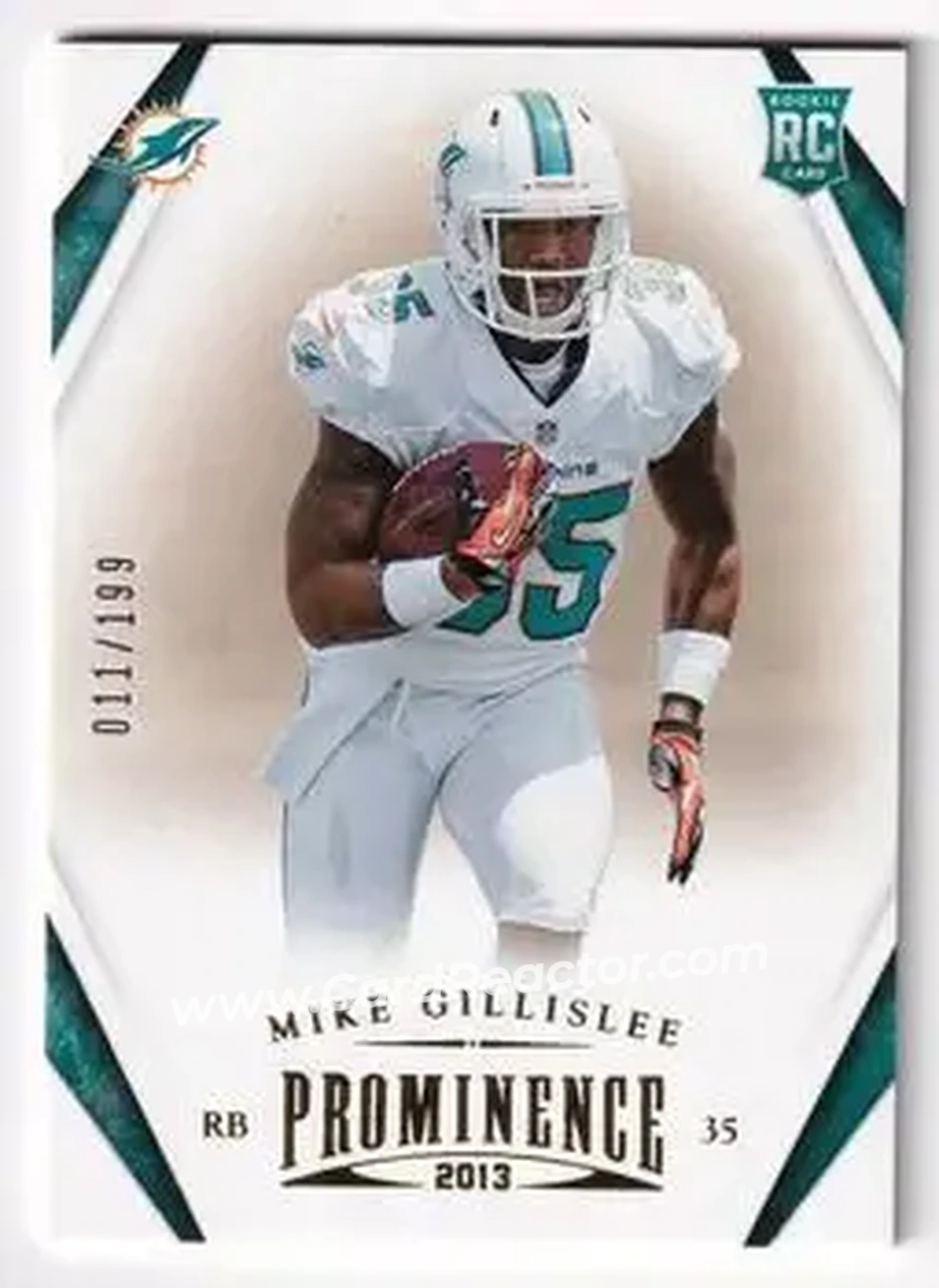 2013 Panini Prominence - Gold #170 - Mike Gillislee - Miami Dolphins - Front 2013 Panini Prominence - Gold #170 - Mike Gillislee - Miami Dolphins - Front