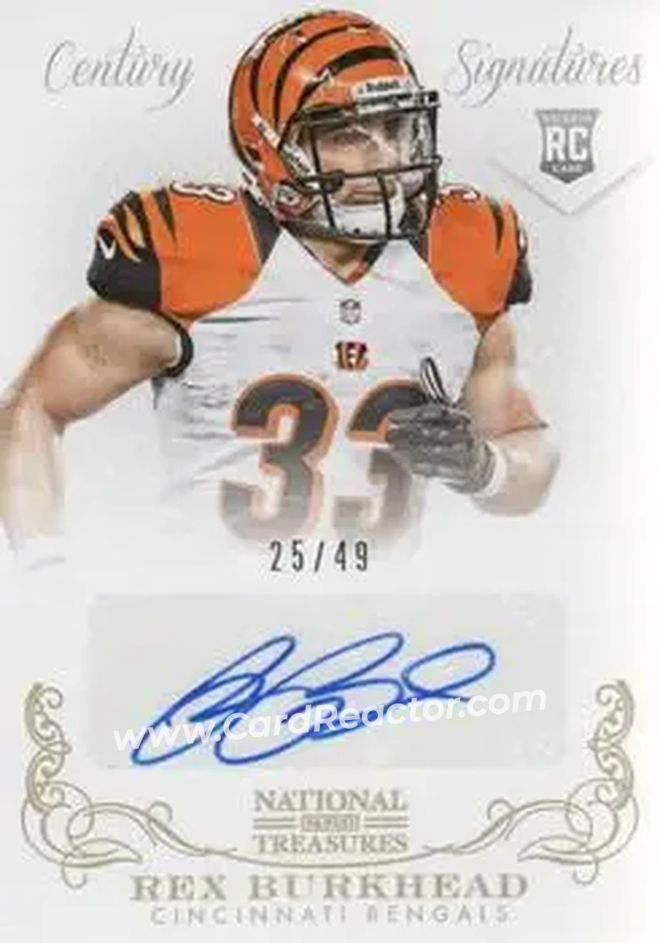 2013 Panini National Treasures - Century Gold #321 - Rex Burkhead - Cincinnati Bengals - Front