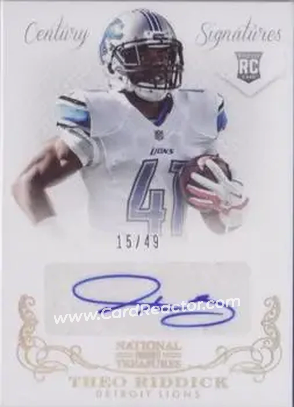 2013 Panini National Treasures - Century Gold #333 - Theo Riddick - Detroit Lions - Front