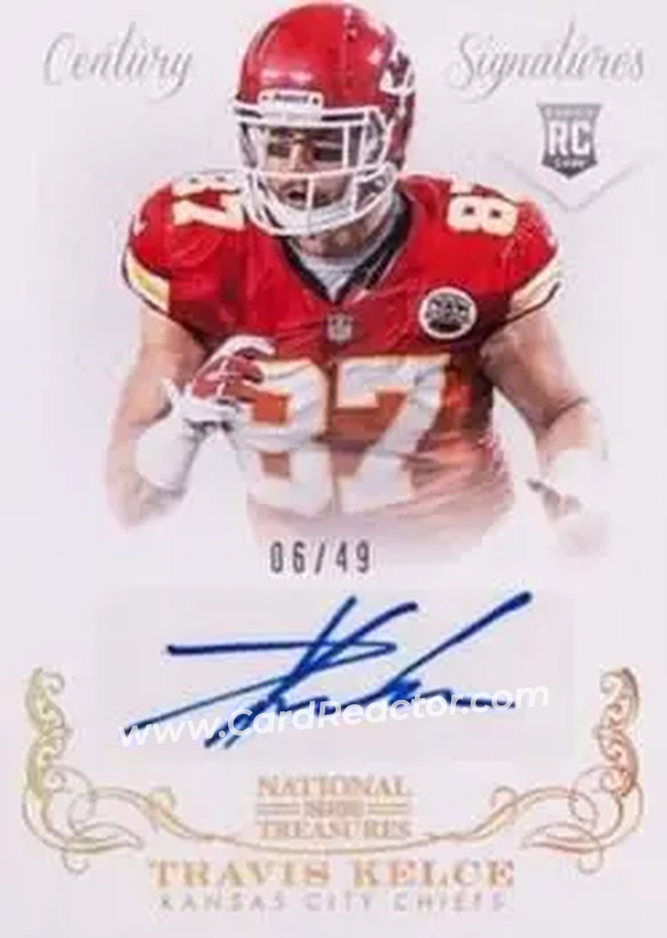 2013 Panini National Treasures - Century Gold #334 - Travis Kelce - Kansas City Chiefs - Front