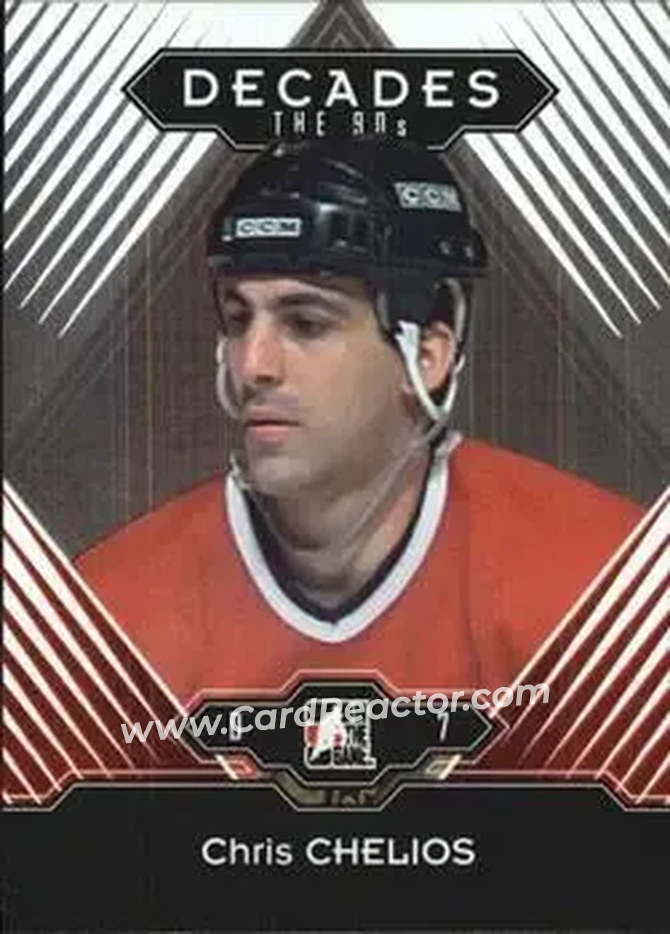 2013-14 In The Game Decades 1990s #40 - Chris Chelios - Chicago Blackhawks - Front 2013-14 In The Game Decades 1990s #40 - Chris Chelios - Chicago Blackhawks - Front