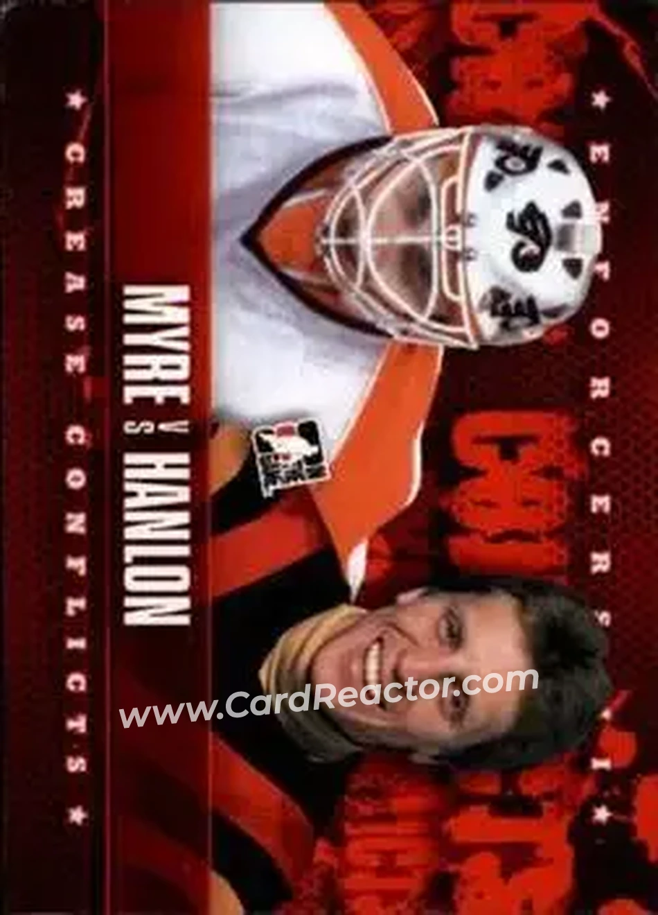 2013-14 In The Game Enforcers #92 - Phil Myre - Glen Hanlon CC - Philadelphia Flyers - Vancouver Canucks - Front