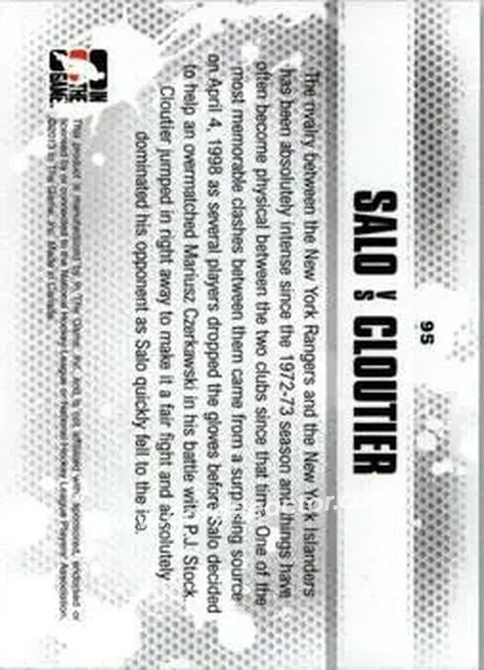 2013-14 In The Game Enforcers #95 - Tommy Salo - Dan Cloutier CC - New York Islanders - New York Rangers - Back