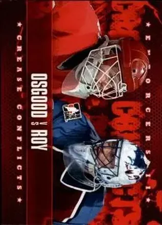 2013-14 In The Game Enforcers #97 Chris Osgood - Patrick Roy CC - Detroit Red Wings - Colorado Avalanche