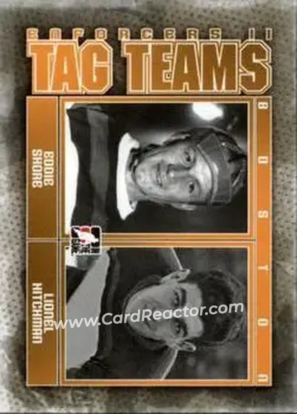 2013-14 In The Game Enforcers #130 - Eddie Shore - Lionel Hitchman TT - Boston Bruins - Boston Bruins - Front