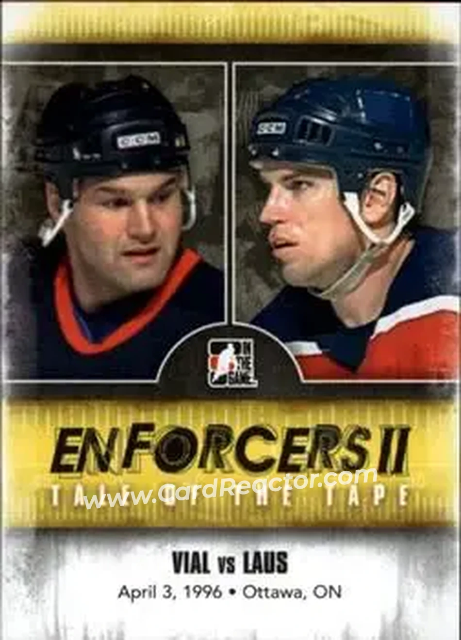 2013-14 In The Game Enforcers #133 - Dennis Vial - Paul Laus TOTT - Ottawa Senators - Florida Panthers - Front