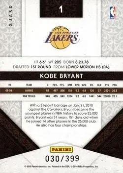 Back of Kobe Bryant