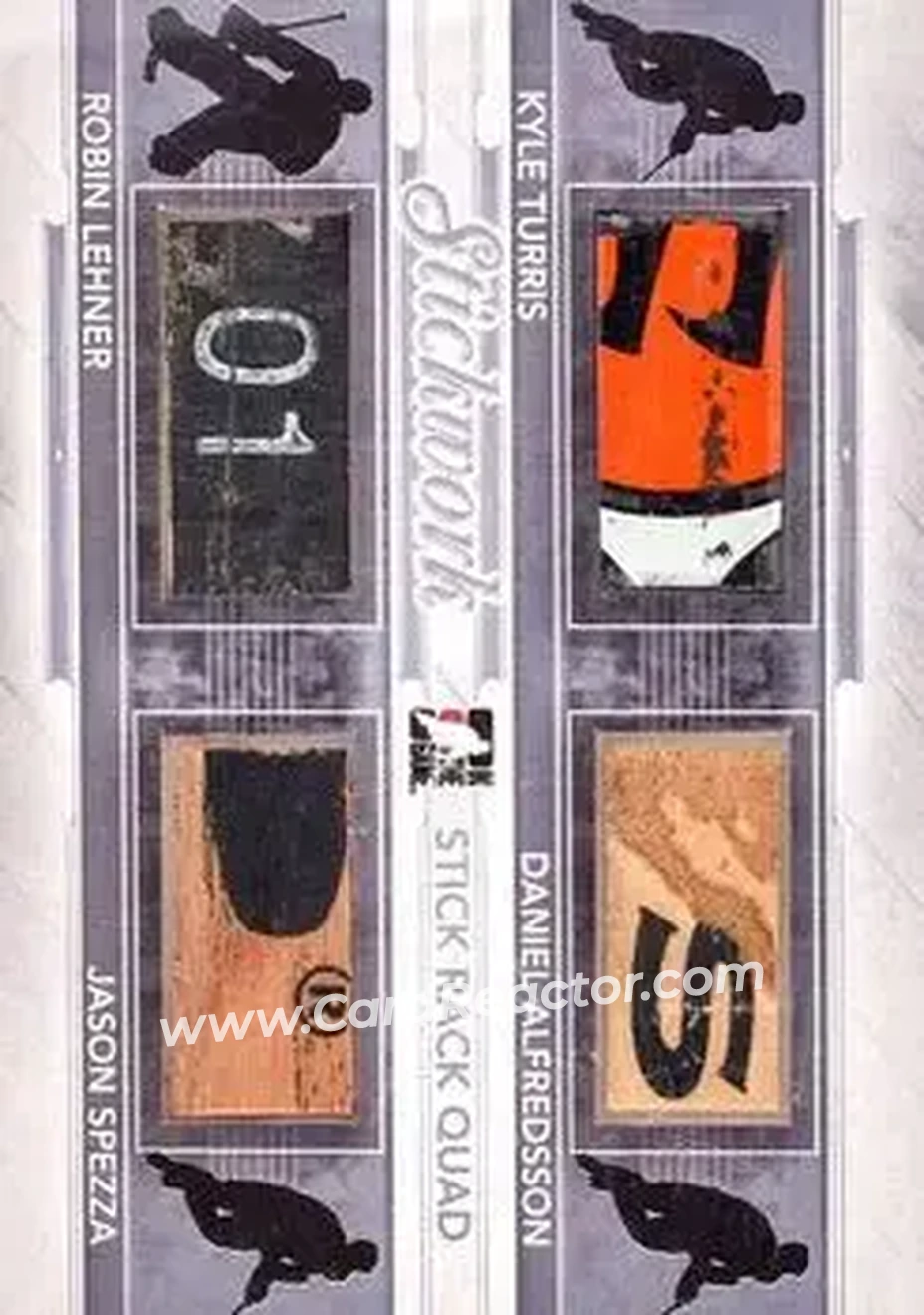 2013-14 In The Game StickWork - Stickrack Quad Silver #SRQ-09 - Kyle Turris - Daniel Alfredsson - Robin Lehner - Jason Spezza MEM, PR9 - Front
