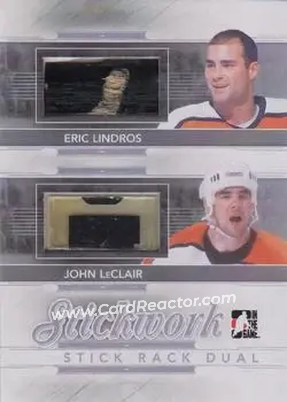 2013-14 In The Game StickWork - Stickrack Dual Silver #SRD-27 - Eric Lindros - John LeClair MEM, PR14 - Philadelphia Flyers - Philadelphia Flyers - Front