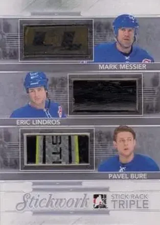 2013-14 In The Game StickWork - Stickrack Triple Silver #SRT-06 - Mark Messier - Eric Lindros - Pavel Bure MEM, PR14 - New York Rangers - New York Rangers