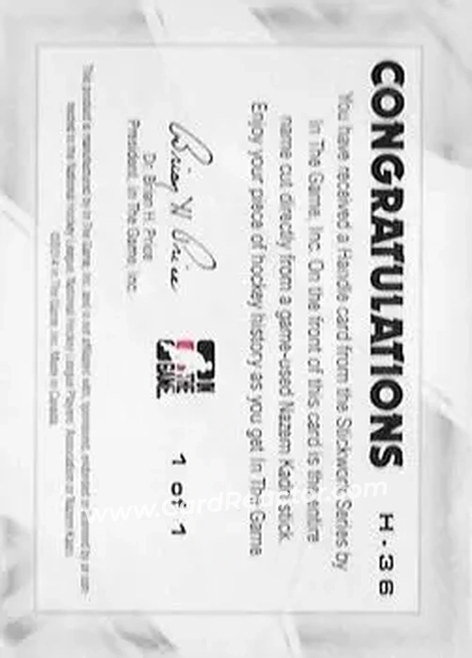 2013-14 In The Game StickWork - Stick Handles #H-36 - Nazem Kadri - Back