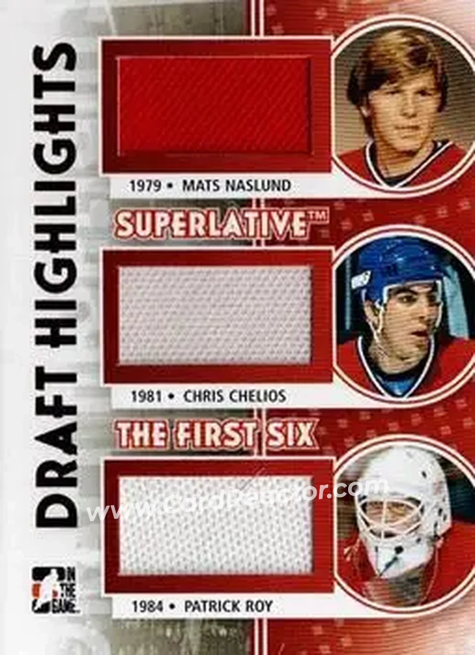 2013-14 In The Game Superlative The First Six - Draft Highlights Triple Jerseys #DH-06 - Mats Naslund - Chris Chelios - Patrick Roy MEM, SN14 - Montreal Canadiens - Montreal Canadiens - Front