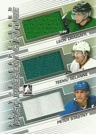 2013-14 In The Game Used #PPF-03 Past Present and Future Silver Version Leon Draisaitl - Teemu Selanne - Peter Stastny MEM, PR60 - Prince Albert Raiders - Anaheim Ducks - Quebec Nordiques