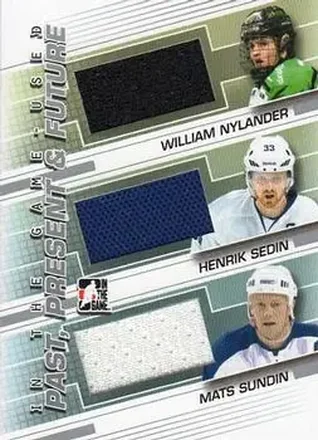 2013-14 In The Game Used #PPF-11 Past Present and Future Silver Version Mats Sundin - Henrik Sedin - William Nylander MEM, PR60 - MoDo - Vancouver Canucks - Toronto Maple Leafs