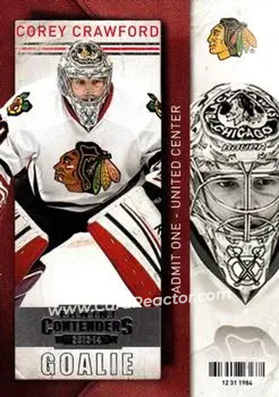 2013-14 Panini Contenders #4 - Corey Crawford - Chicago Blackhawks - Front